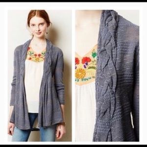 Anthropologie braided lapel cardigan